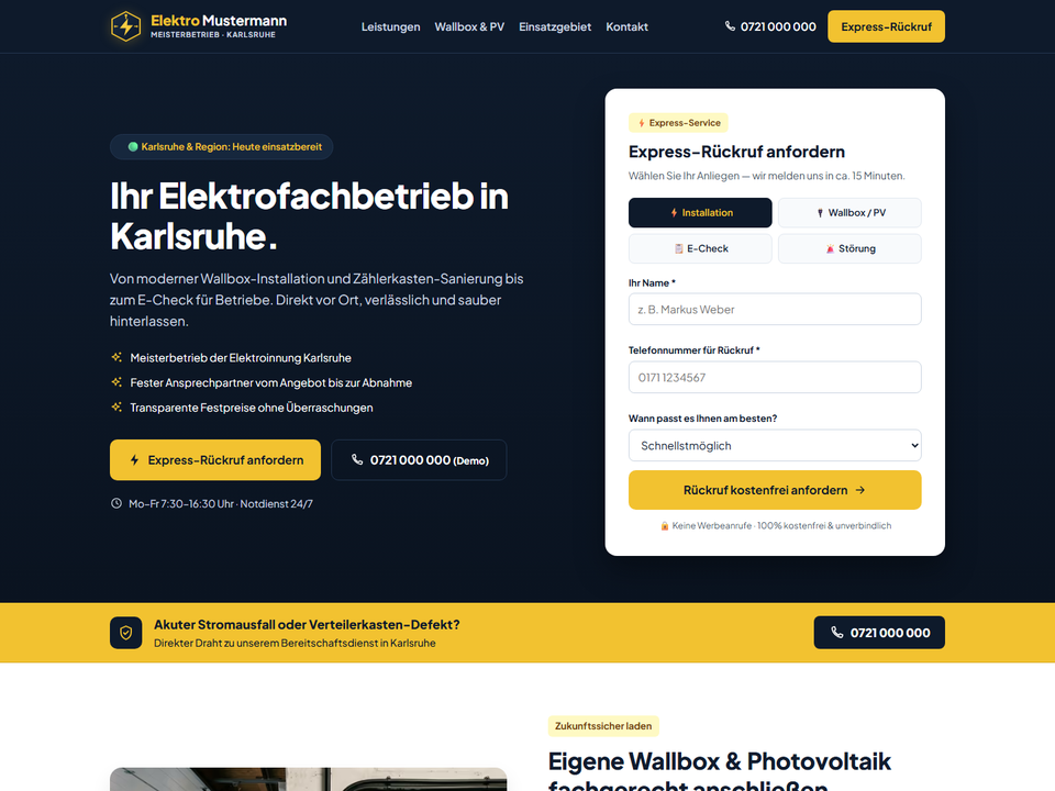 Vorschau der Demo-Seite Elektro