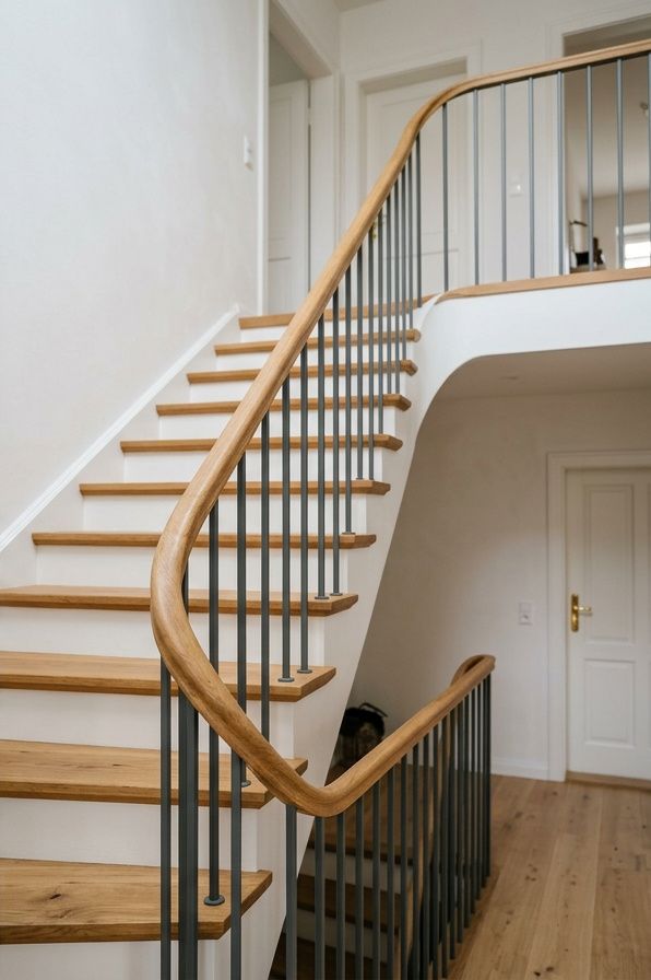 Holztreppe mit Eichenstufen